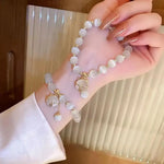 Exquisite Opal Beaded Bracelet for Women Elegant Lucky Cat Pendant Adjustable Bracelets Fashion Friendship Jewelry Gifts