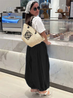 Tossy Summer Fashion Pocket Bloomers Female Trousers Pleated Loose High Waist Patchwork Bandage Streetwear Wide Leg Women Pants