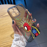 Marvel Spider Man Oil Painting Soft Phone Case For iPhone 16 15 13 Pro Max 13 12 11 Pro X XR XS MAX 14 Plus Y2k Anti Fall Cases