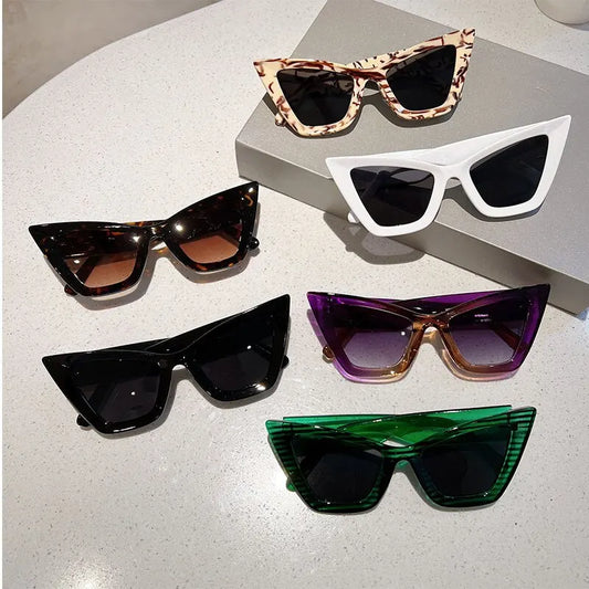 New Simple Cat Eye Full Frame Shades Trendy Fashion Colorful Female Hip-hop Eyewear Popular Brand Designer Lady UV400 Sunglasses