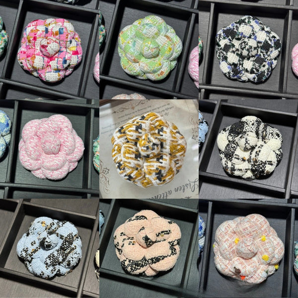 6.8cm New Camellia Flower Brooch Coarse Woolen Fabric Handmade Super Shaped Pins Women's High-end Luxury Corsag