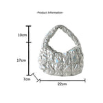 Korea Pleated Silver Cloud Bag 2024 fashionable Armpit Mini Handbag Ruched Designer Tote Bag Solid Color Top Handle Bags