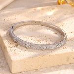 ZAKOL Luxury Full Shiny CZ Four-leaf Flower Designd Open Bracelet for Women Premium Wedding Party Jewelry Birthday Gift