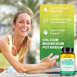 Calcium 500mg + Magnesium 500mg + Potassium 250mg Supplement,Support Bone,Heart,Sleep and Muscle Health,120 Capsules