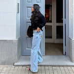 Vintage Splicing Baggy Jeans Women Clothing Street Harajuku Hip Hop High Waited Jeans Woman Casual Wide-leg Women Jeans Pants