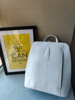 Zency 100% Genuine Leather Pure White Knapsack Ladies Crocodile Pattern Women Backpack Fit A4 Magazine Laptop