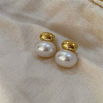 2024 New Fashion Metal Irregular Pearl Stud Earrings For Women Vintage Elegant Imitation Pearl Earrings Wedding Party Jewelry
