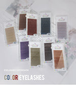 GLAMLASH Colored Lashes Lake Blue/Lavender/Cinnamon/Dark Green/Matcha Grey Individual Natural False Colorful Eyelash Extension