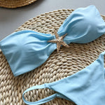 Sexy Women's Bikini Solid Color Strapless Split Swimsuit