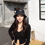 Unisex Letter Embroidery Printing Personality Bucket Hats Fishermen Caps Outdoor Casual Cap Sunscreen Hat