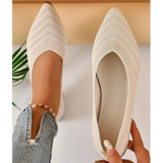 New 2024 Pointed Toe Flat Office Boat Solid Color Knitted Slip on Shoes Casual Ballet Flats Shoes Women Loafers Zapatos De Mujer