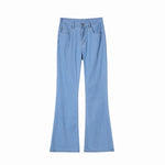 Lyocell Flared Jeans Woman High Waist Slim Stretch Denim Women Tight Pant Korean Street Style Casual Trousers Plus Length