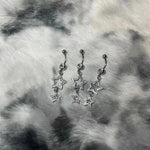 New Star Belly Button Rings Long Dangled Bar Belly Navel Piercing Ring Shinny Crystal Charming Oreja Body Jewelry Accessories