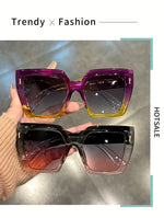 Gradient Fashion Sunglasses Large Square Rectangle Frame Anti-Reflective Lens Sport Eyewear Summer Beach Party Accessory