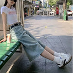 Vintage Style Jeans Women's Petite High-waisted Slimming Draped Loose Fit Summer New Arrival Seven-half Bell Bottoms