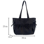 Elegant Bow Womens Shoulder Bag Nylon Pleated Korean Style Fashion Tote Bag Large Capacity Cute Pink Sweet Female Handbag