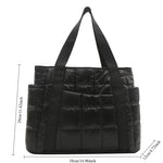 Space Padded Women Shoulder Bags For Winter 2025 Large Capacity Black Handbags Designer Nylon Cotton Warm Tote Solid