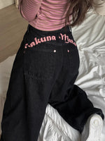 Gagarich Embroidered Letter Printed Jeans 2025 Spring Women New Style Sweet Cool Spicy Girl High Waist Temperament Skinny Pants