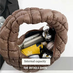 Quilted Embroidered Thread Women's Bag Pleated Cloud Mini Handbags Down Padded Lightweight Clutch Bag Cotton Small Shoulder Bags