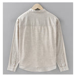 Cotton Linen Shirt  Japanese Style Mandarin Collar Long Sleeve Casual Loose Fit Button-Up Shirt Men's Retro Camping Fishing