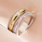Glamorous Wedding Rings for Women Cubic Zirconia Engagement X Cross Rings White Gold Color Fashion Party Daily Jewelry