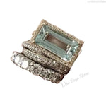 2025 New Fashion Three Piece Set Blue Square Zircon Rings For Women Party Idea Gifts Custom Jewelry