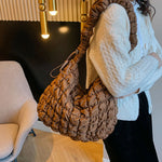 Large Capacity Puffer Crossbody Bag Pleated Nylon Cloud Shoulder Bag Tote Bucket Designer Bag Ruched Fashion Lady Dumpling Buns