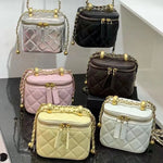 Versatile Tweed Styleargyll Chain Handle Double Ball Box Small Square Bag Trendy Single Shoulder Slant Cross Bag Makeup Bag