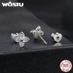 WOSTU Moissanite Mini Butterfly Clover Earrings 925 Silver Diamoind Cut Wedding Party Ear Studs Party Gift For Mom Daughter