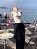 Summer 100% Cotton White Off shoulder Top Women Sport Casual Body Short sleeve T shirt Female Sexy Basic Tees Korean