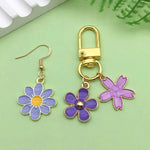 30pcs Purple Enamel Flower Charms Alloy Small Daisies, Cherry Blossoms, Rose Flower Pendants For DIY Jewelry Making Accessories