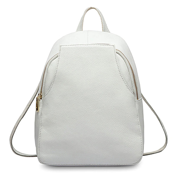 Zency Charm Women Pure White Backpack 100% Genuine Leather Anti-theft Button Elegant Female Travel Knapsack Shoulder Bag Pink