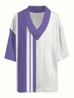 2025 New Style Casual Jacquard Set for Men, Summer Loose Short Sleeve Knit Top and Shorts, V-Neck Sport Set, Two-Piece Outfit