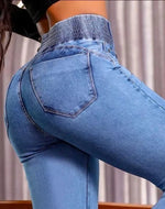 2025 Autumn Winter Sexy Elegant New Fashion 2024 Casual Female Trouser Bottom Back Shirred Button Front High Waist Jeans