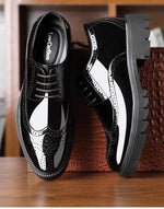 Luxury Men Brogues Patent Leather Elevator Shoes Man Height Increase Insole 8cm/10cm Black Formal Business Wedding Men Shoes New