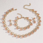 4pcs women's jewelry set with pearl rhinestone necklace, earrings, bracelets, bride's wedding accessories