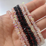 Shiny Transparent Crystal Irregular Beaded Bracelet for Women Korean Mulit-cut Pink Glass Chain on the Hand Jewelry Girls Gifts