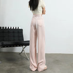 Summer Soft Lyocell Fabric Woman Jeans Loose Wide Leg Straight High Waisted Thin Pant Fashion Comfort Pink Casual Trousers