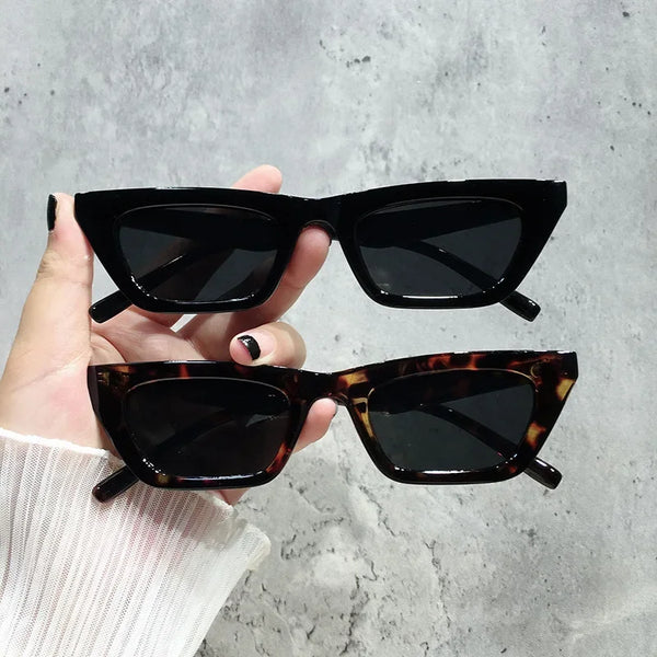 Vintage Cat Eye Sunglasses Woman Retro Shades Black Sun Glasses Female Fashion Small Frame Mirror Square Oculos De Sol