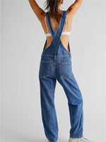 Fashion Denim Overalls for Women Loose Fit Classic Bib Casual Jean Stretchy Denim Overall Jumpsuit Tapered Leg Jean Pants