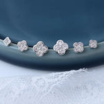 S925 solid sterling silver stud earrings with four-leaf clover ，elegant cute  small flower earrings