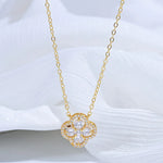 S925 Sterling Silver Four-leaf Clover Necklace for Women, Inlaid With Cubic Zirconia, A Light Luxury Clavicle Chain SL42
