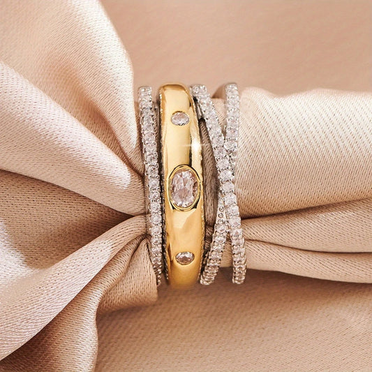 Glamorous Wedding Rings for Women Cubic Zirconia Engagement X Cross Rings White Gold Color Fashion Party Daily Jewelry