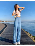 Brand Clothing Summer Soft Natural Lyocell Fabric Women's Jeans Thin Baggy Straight Denim Pants High Waist Casual Trouser Female