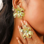 Exaggerated Camellia Flower Earrings For Women Spring Summer Jewelry 2025 Trending New Women's Lily Flower Earrings Pendientes