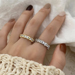 Fashion Letter X Cross Open Ring for Women Girls Clear Geometric Zircon Engagement Rings Wedding Party Jewelry