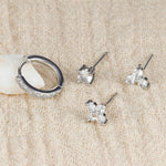 4PCS 18K Gold Plated Flower Round Piercing Earrings Set For Women Stainless Steel Zircon Punk Stud Earring Trendy Jewelry aretes