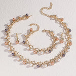 4pcs women's jewelry set with pearl rhinestone necklace, earrings, bracelets, bride's wedding accessories