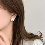 Pearl Flower Geometric Stud Earrings For Women Girls Trendy Elegant Sweet Exquisite Romantic Wedding Bride Jewelry Gifts