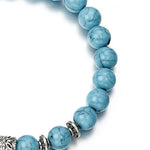 Ethnic Women's Hand Bracelets Elephant Charm Faux Turquoise Beaded Bracelet For Women Girls Elastic Bangle Gift Bracelets
